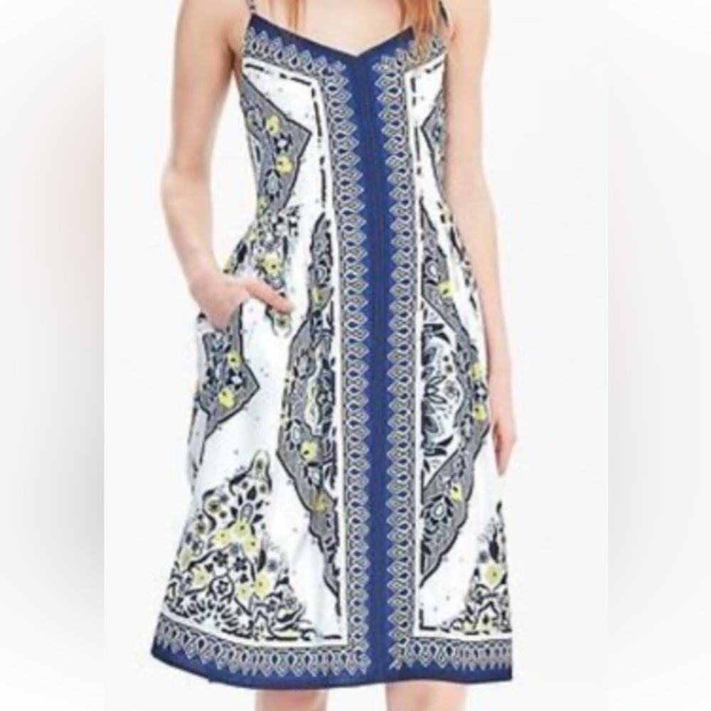 Banana Republic Strapless Blue and White Dress